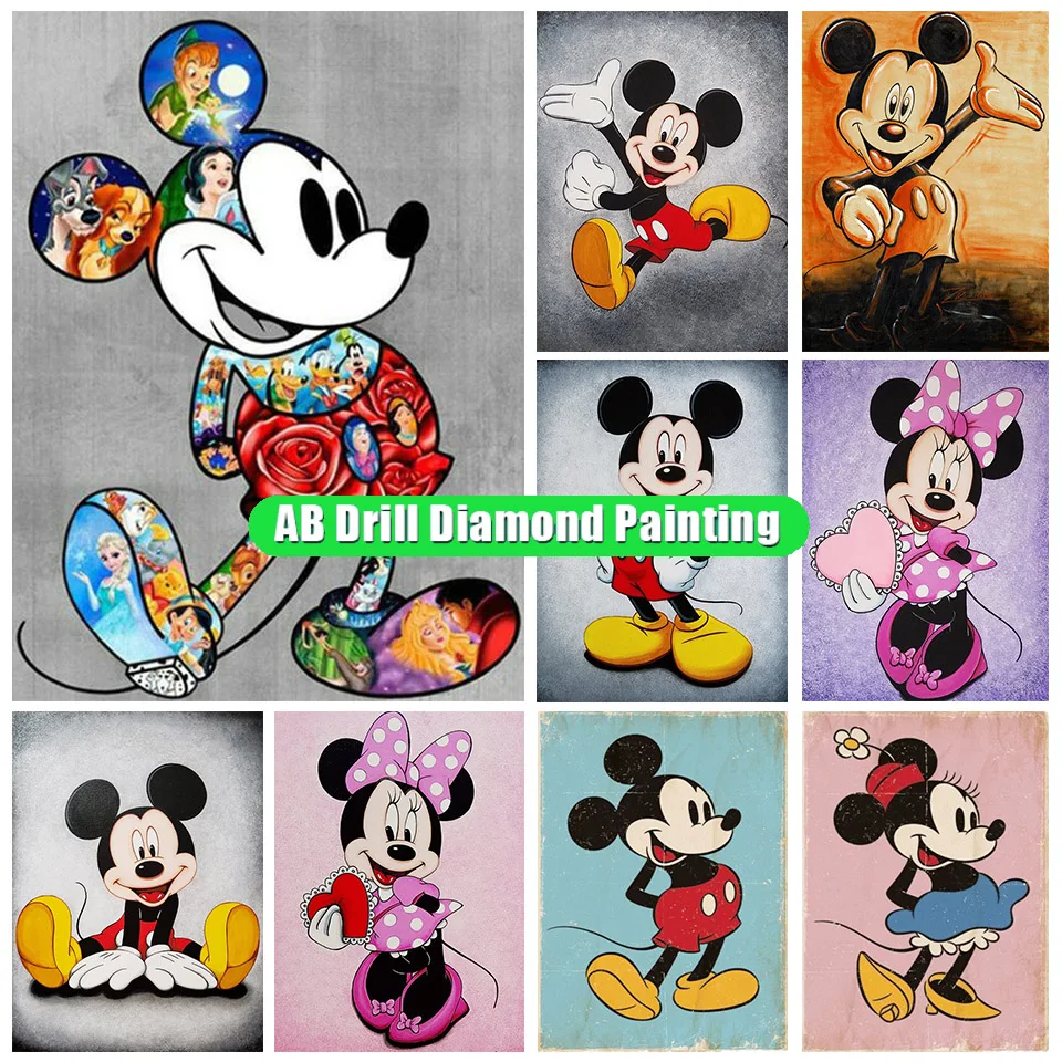 

Disney 5D Diy Ab Diamond Drawing Cartoon Mickey And Minnie Round Diamond Art Kit For Kid Diy Diamond Mosaic Home Decor Gift Ll05