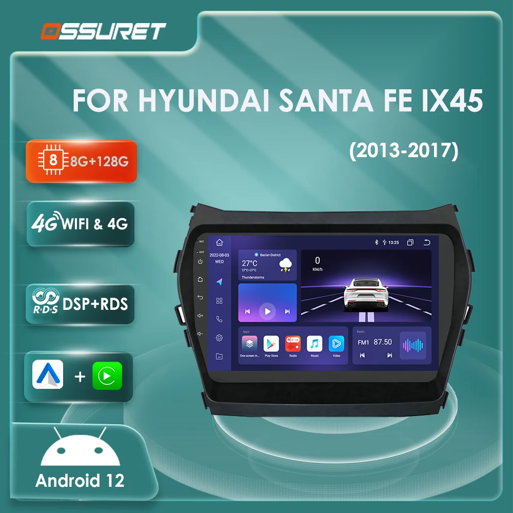 

Android Car radio mulitmedia Video player For Hyundai Santa fe IX45 2013-2015 2016 2017 4G WIFI Carplay 2din DSP BT Autoradio