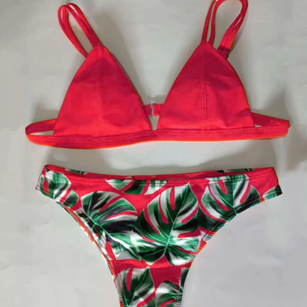 Женский костюм из 2 предметов летний сексуальный бюстгальтер с листьями и