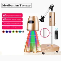 smart smokeless moxibustion machine 7 colors led light warm therapy device 360 degree rotatable vertical type aromatherapy moxa