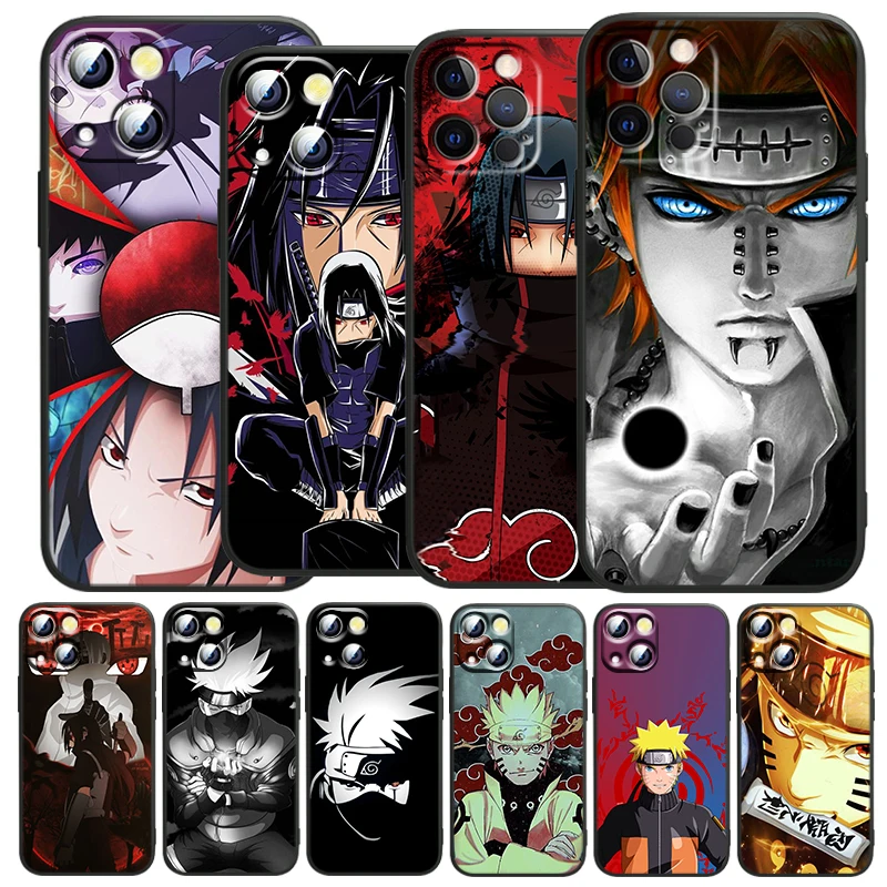 

N-Naruto Animation Cartoon For Apple iPhone 14 13 12 Pro Max Mini 11 Pro XS Max X XR 6 7 8 Plus SE 2020 Black Soft Phone Case