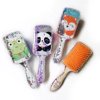 new hot selling quicksand sequins hairdressing comb glitter massage cartoon cute comb airbag air cushion comb panda airbag comb
