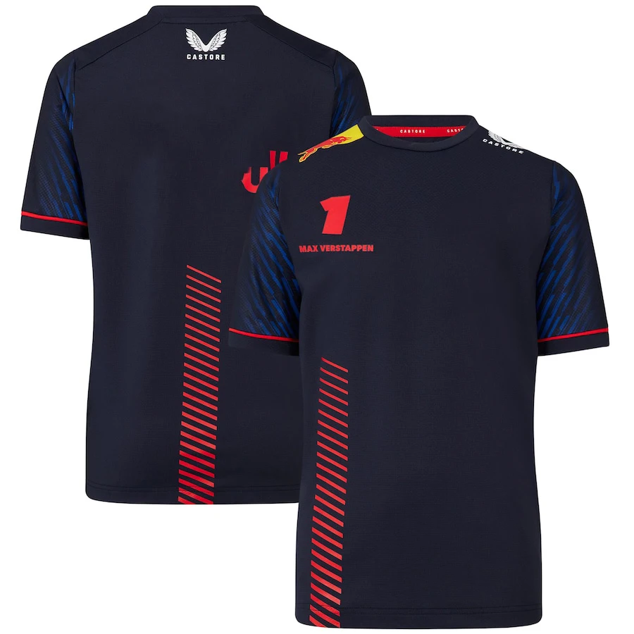 

2023 F1 team's new red racing suit, Bull Versappen, SuperSales round neck T-shirt, sports and casual T-shirt, oversized top