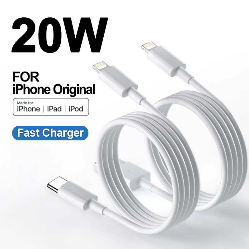 

Original PD 20W Fast Charging USB Lightning Cable For iPhone 14 13 12 11 Pro Max Data Line 5S 6 7 8 Plus SE XR Wall USB Charger