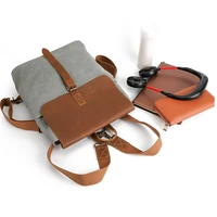 canvas leather panel backpack womens new retro shoulder crossbody bag multifunctional simple portable travel storage handbag