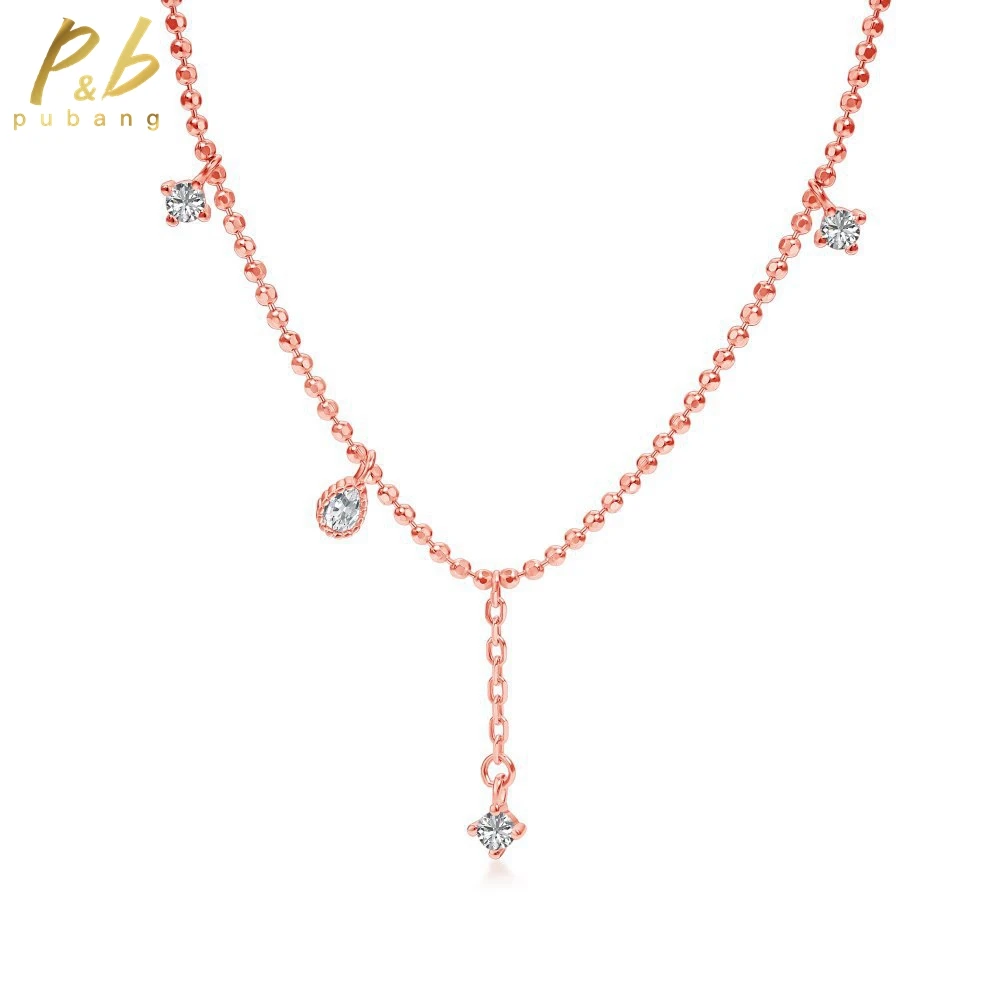 

PuBang for Women Engagement Party Gift Sapphire Created Moissanite Necklace Fine Jewelry Solid 925 Sterling Silver Drop Shipping