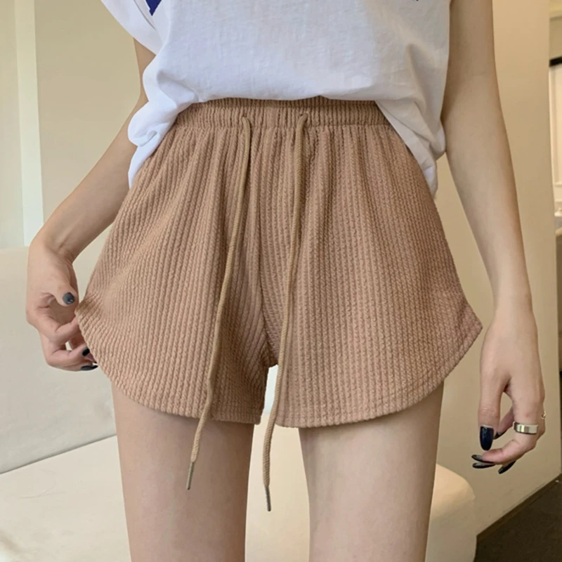 

Women Shorts Summer High Elastic Lace Up Drawstring Wide Leg A-line Sports Hot Pants Thin Loose Casual Fitness Running Shorts