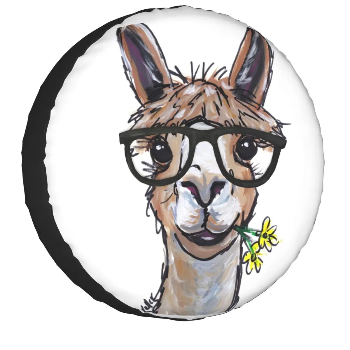 

Alpaca Art Llama Spare Tire Cover for Jeep Pajero Animal SUV RV Camper Car Wheel Protectors Accessories 14-17 Inch