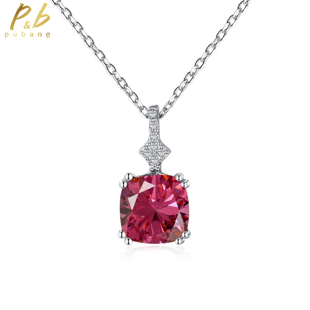 

PuBang Fine Jewelry Solid 925 Sterling Silver for Women Gifts Vintage Created Moissanite Cocktail Pendant Necklace Free Shipping