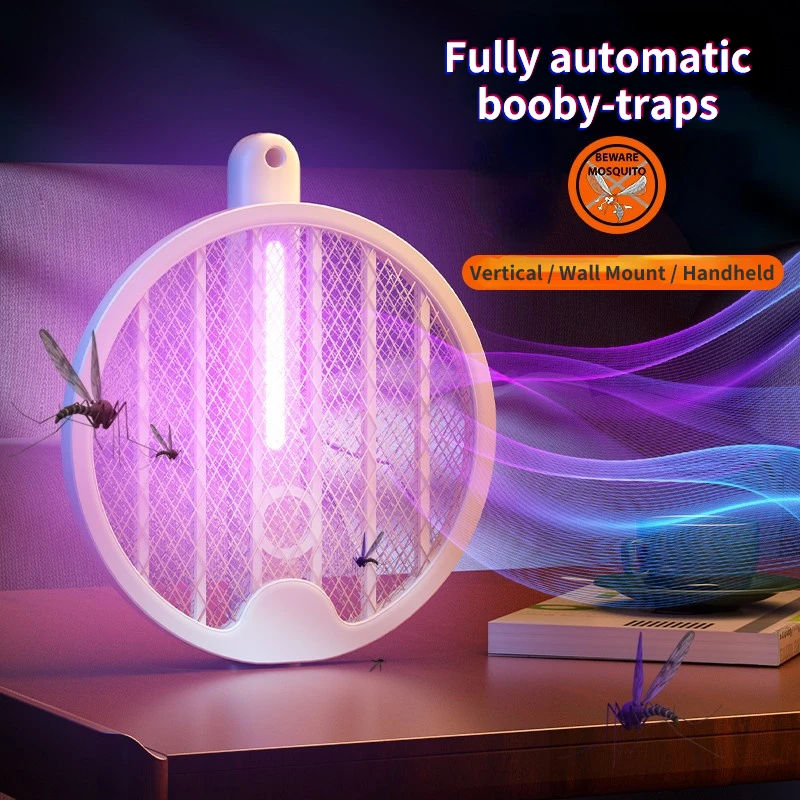 

4 In1 Rotary Folding Electric Mosquito Swatter Mosquito Killer Lamp USB Recharge Fly Bug Zapper Mute Insect Trap