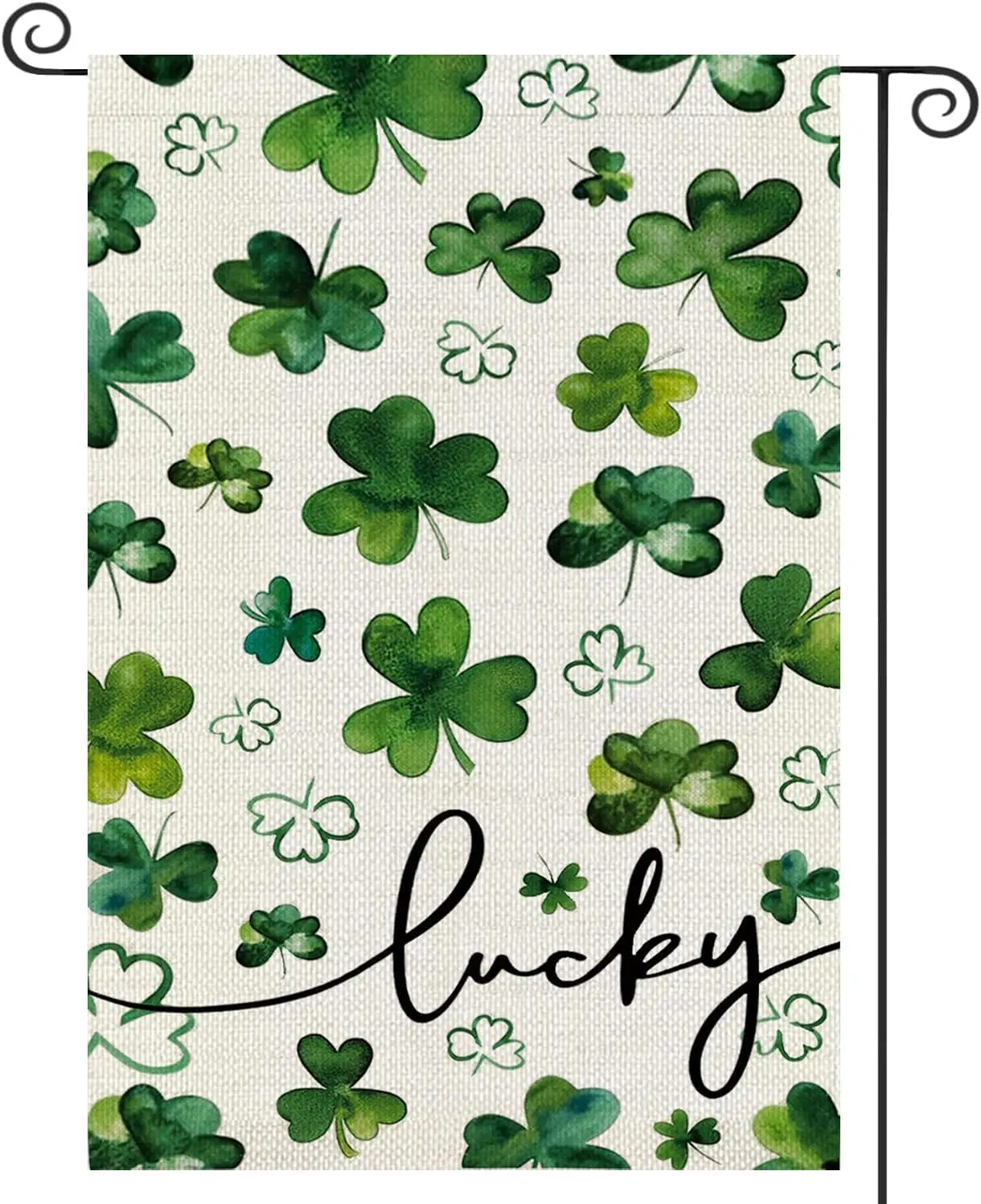 H Yaou St Patricks Day Lucky Garden Flag 12x18 Inch Double Sided Floral Shamrocks Small Burlap Saint Yard Flags for Far