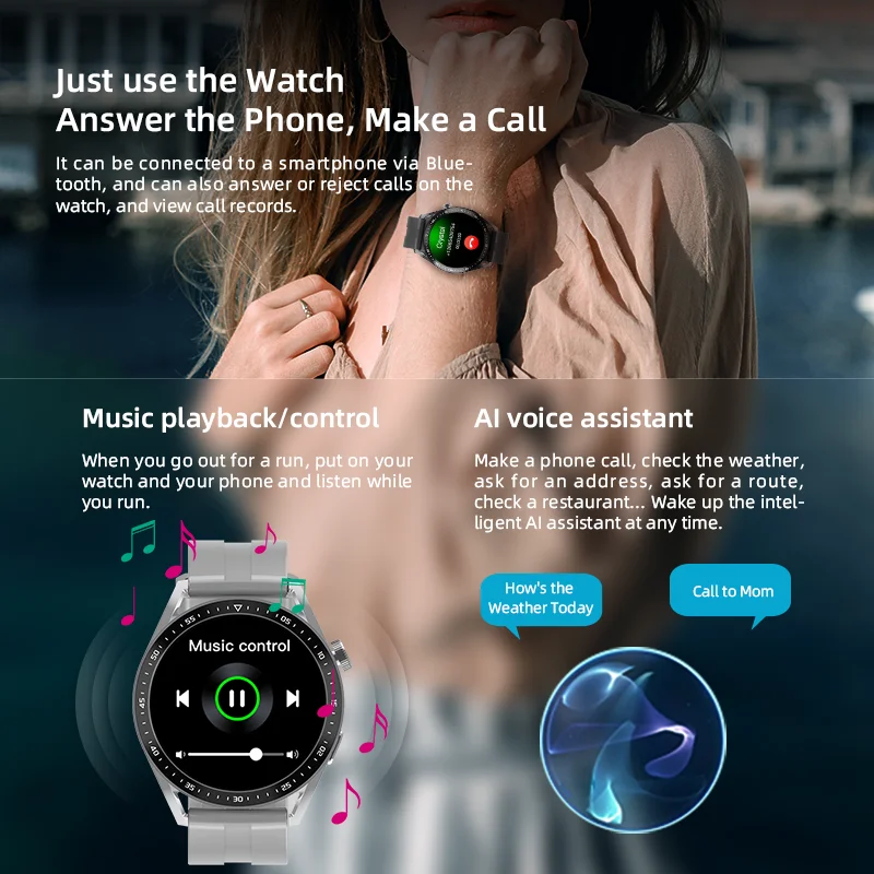 2022 Men SmartWatch HW3 Pro smart watch NFC 1.28 Inch Voice Assistant Bluetooth Call Calories Sport Watch pk Huawei GTR 3 GTS2 images - 6