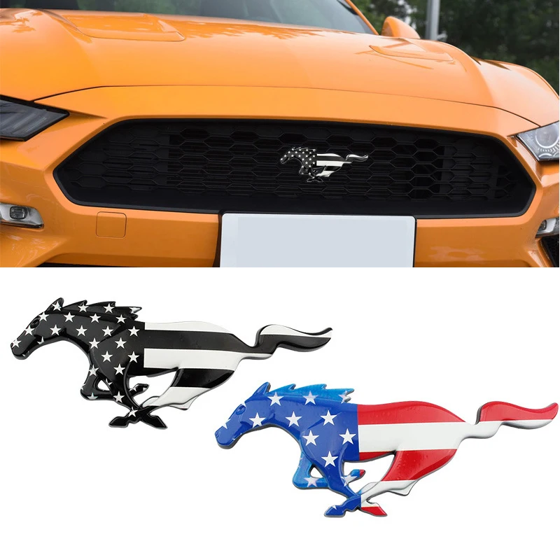 

77x203mm Car Decoration Sticker Horse Logo for Ford Fiesta Kuga Fusion Explorer Mustang V8 GT500 GT350 Everest Rear Trunk Emblem