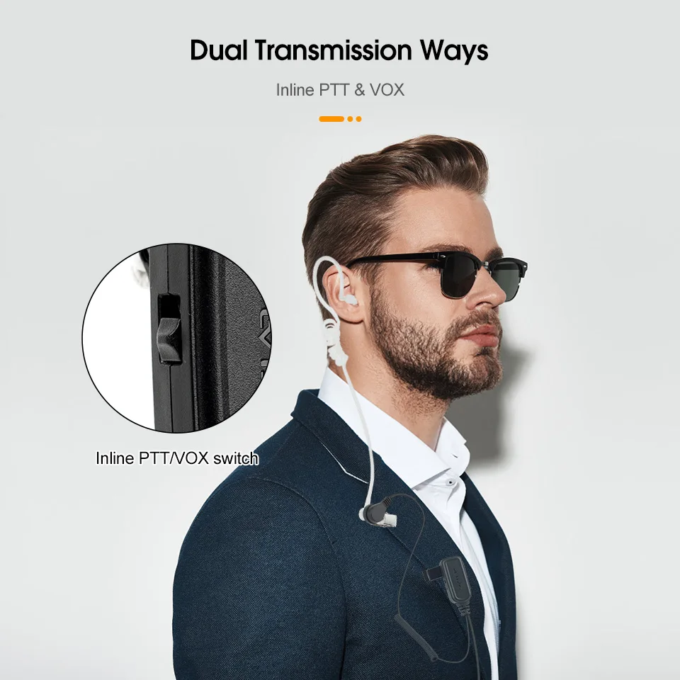 Retevis EAK006 PTT/VOX Switch Headset Covert Acoustic Tube 2Pin Earpiece for Baofeng UV 5R RT622 RT3S RT81 RT86 Walkie Talkie