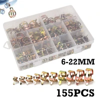 155pcs 6 22mm hose clamp car truck spring clips fuel oil water hose pipe tube clamp fastener assortment kit