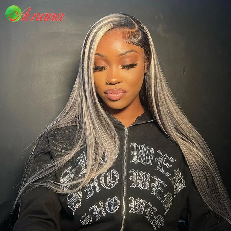 Прямые парики из человеческих волос серого и светлого цвета для черных женщин