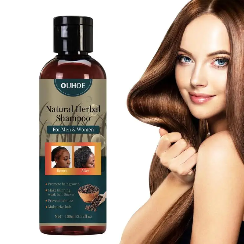 

Anti-Hair Loss Herbal Shampoo For Thickening Fuller Thicker Look 100ml Long Hair Nourish Moisturize Scalp Essence Shampoo