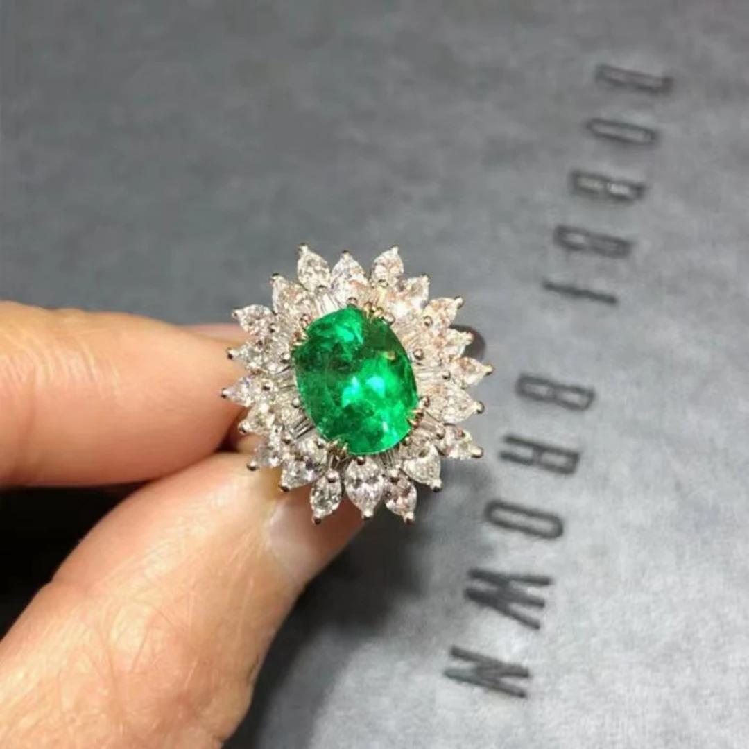 KJJEAXCMY Женское кольцо с натуральным колумбийским изумрудом S925 серебро процесс