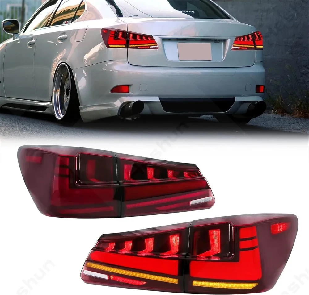 Фото Задние фонари LED для Lexus IS250 IS350 IS220d Sedan ISF 2006-2013, комплект задних фонарей с динамическим сигналом поворота и функцией DRL, E-mark №1