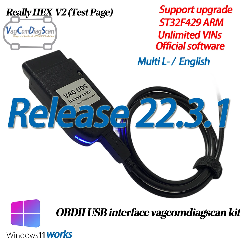 Интерфейс Carfix Real Hex V2 USB для Vagcom VAG COM 22.3.1 OBD2 Диагностика сканирования кодирования
