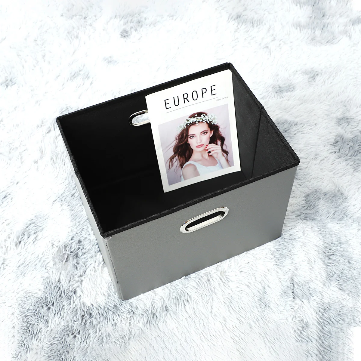 

Storage Ottoman Household Portable Footstool Storage Bin Folding Ottoman Leather Footstool Storage Box