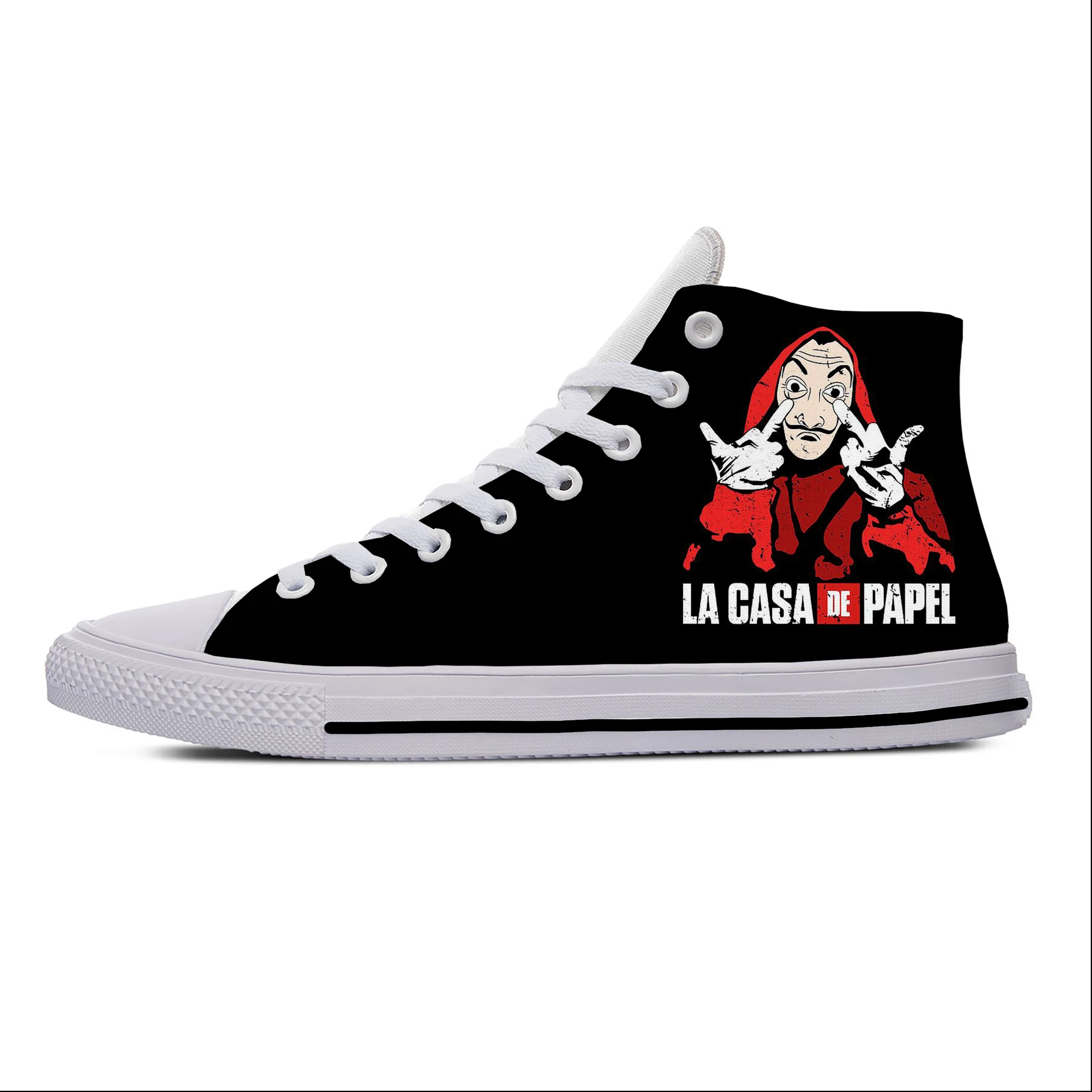 

La Casa De Papel Money Heist House of Paper Funny Casual Cloth Shoes High Top Lightweight Breathable 3D Print Men Women Sneakers