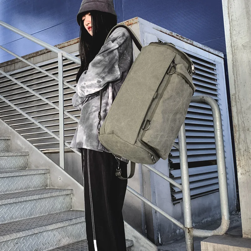 Canvas Gym Fitness Backpack Outdoor Sports Duffle Bag Travel Camping Daypack Student Laptop Backpack Carry on Hiking Rucksack