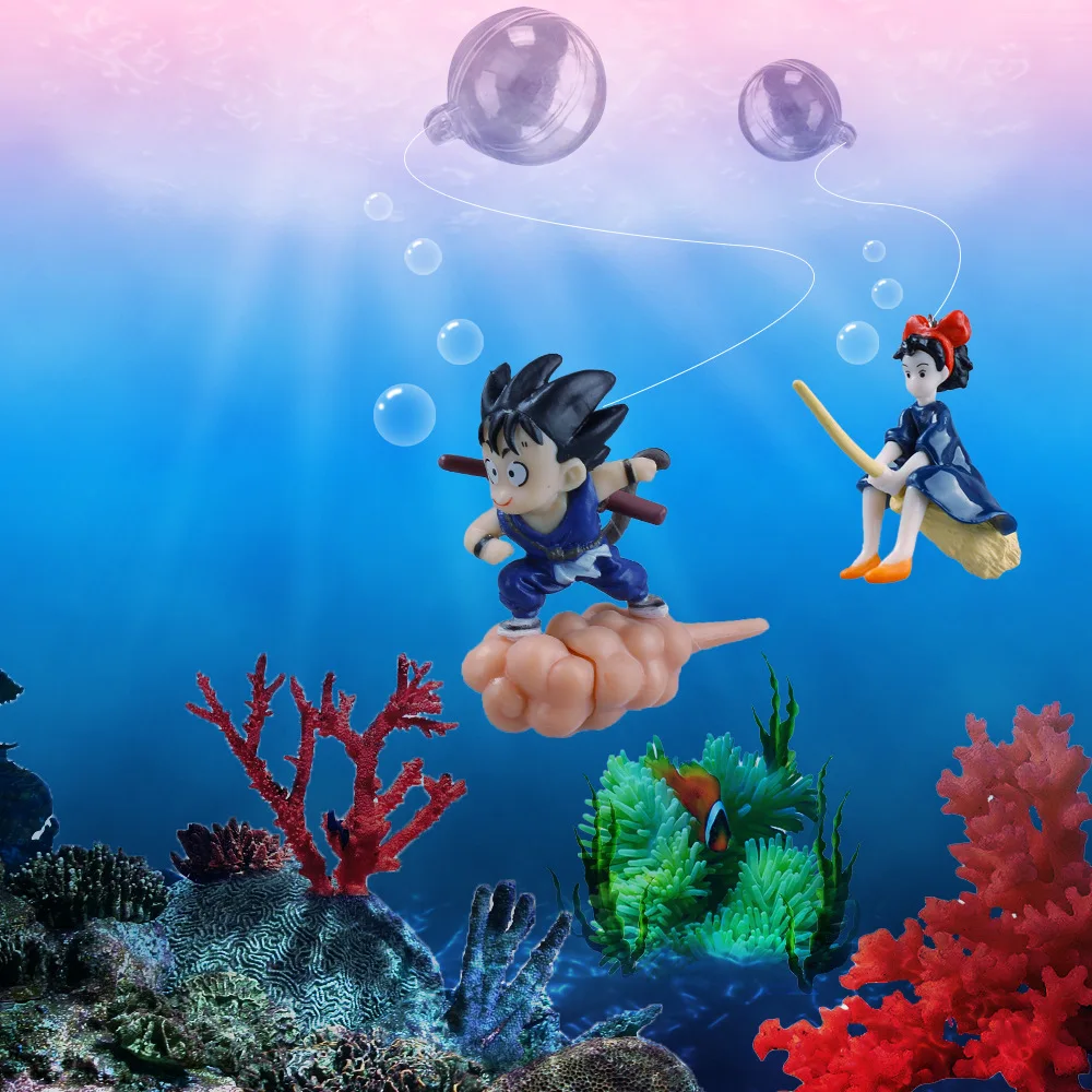 

Aquarium Decor Accessories Son-Goku Sitting on The Cloud Action Figure Float Figurines Landscaping Ornament Fish Tank Decoration