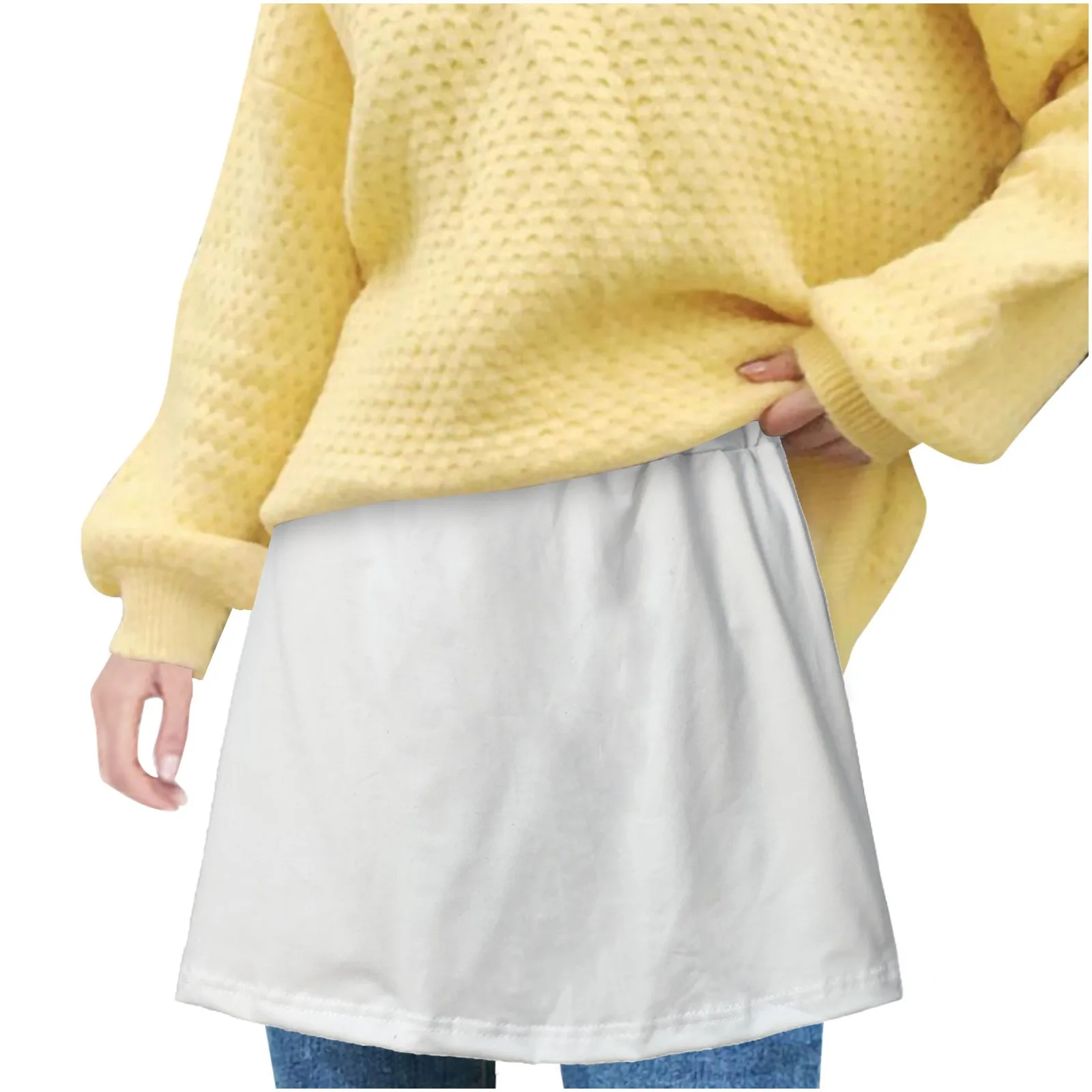 

Белая базовая юбка, юбка-занавеска в сложенном виде, белый свитер с подолом, летняя юбка, мини-юбки