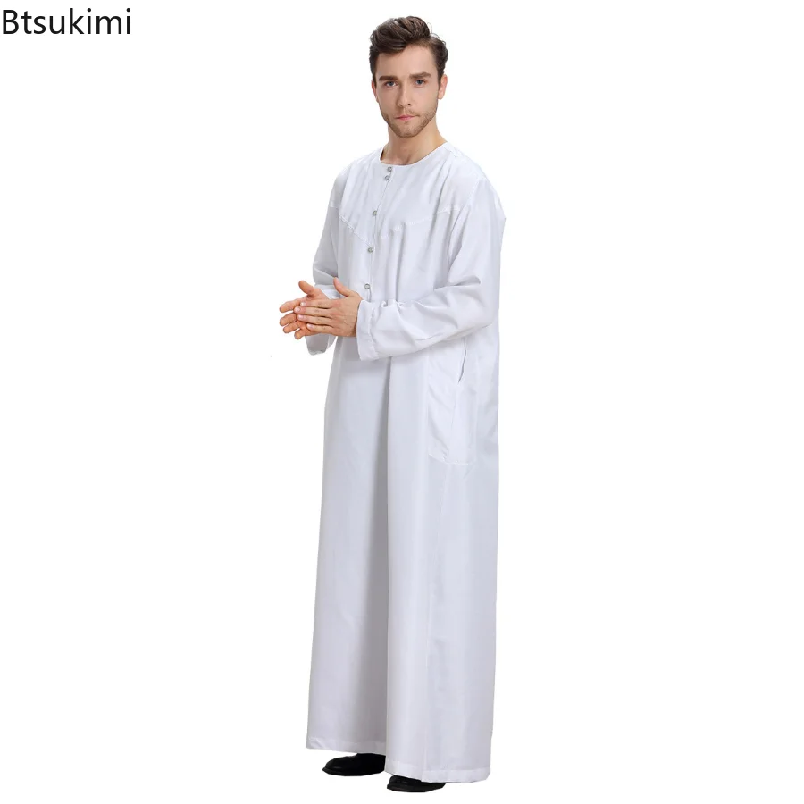 2023 Fashion Muslim Saudi Style Long Sleeve Man Abaya Islam Clothing Robe Garment Kleding Mannen Kaftan Oman Pakistan Clothing