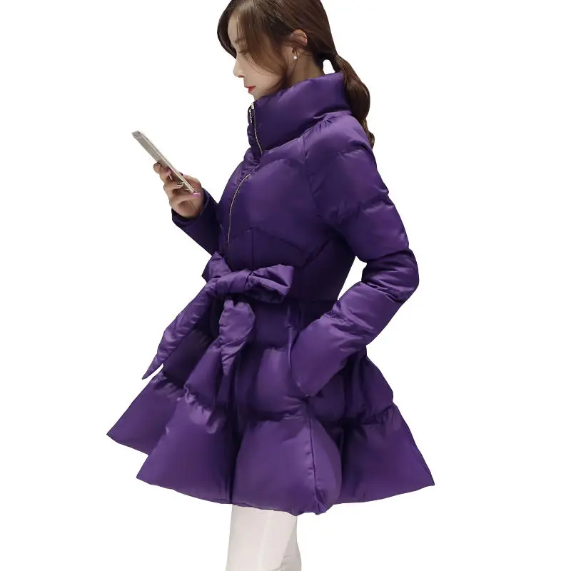 2022 Princess Tutu Skirt Cotton Jacket Winter Wear Thickening Cloak Waist Silk Cotton Bowknot Young Middle-Aged Padded Coat