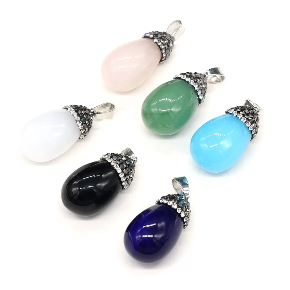 

Natural Stone Pendants Round Waterdrop Shape Exquisite Colorful Stone Charms for Jewelry Making Necklace Bracelet Gift DIY