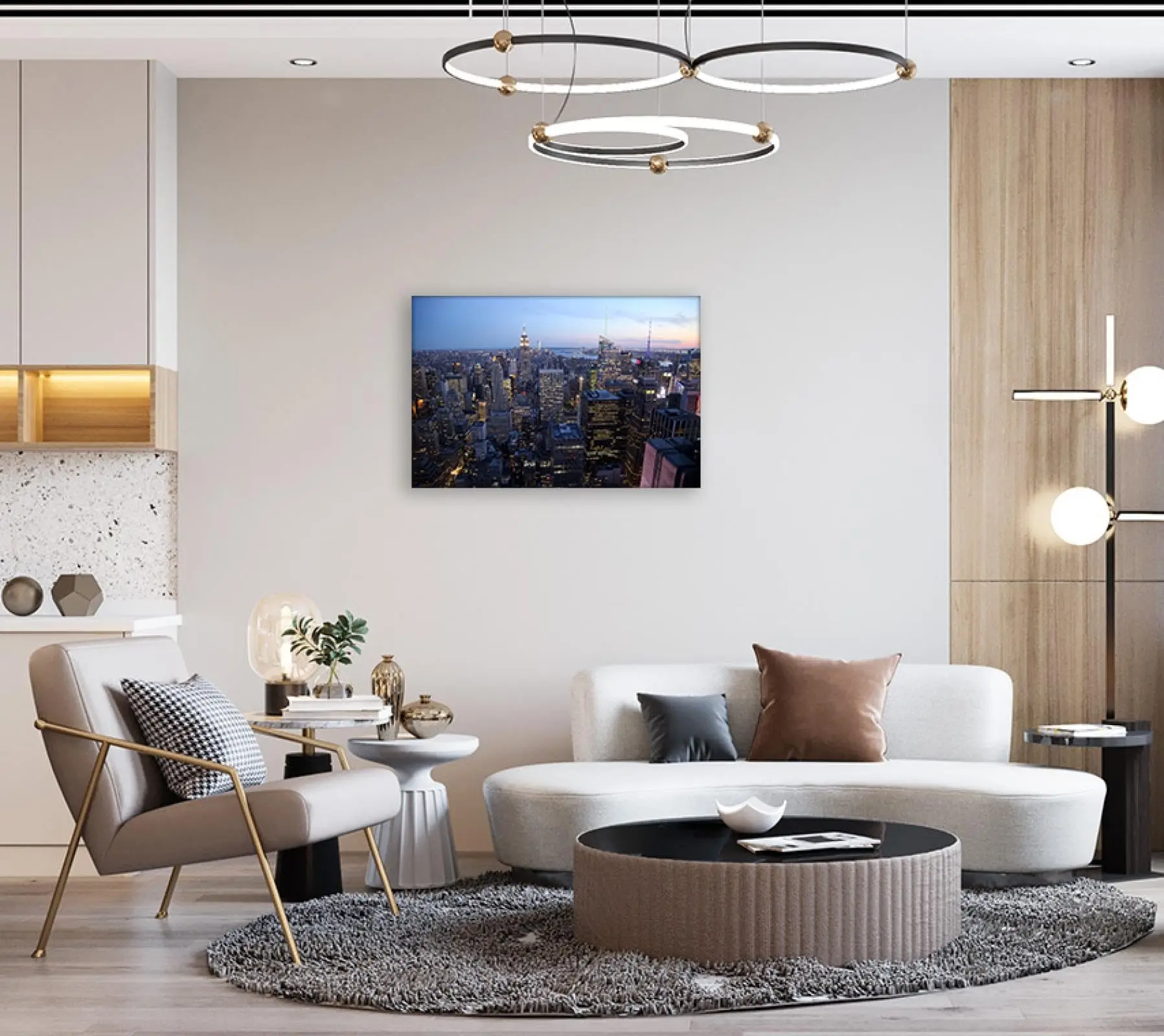 Картина на холсте с изображением ночного пейзажа Нью-Йорка