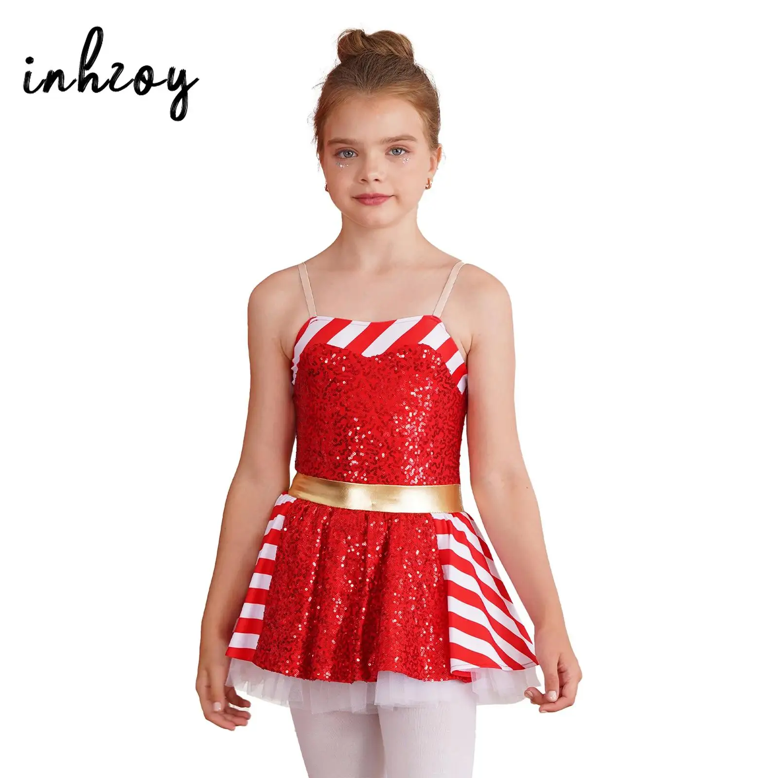 Детские Рождественские танцевальные костюмы для девочек искусственное платье