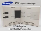 US адаптер Samsung 45 Вт EP-TA845 USB-C супер Адаптивная быстрая US оригинальная зарядка для GALAXY S21 S21 + S21 Ultra Plus упаковочная коробка