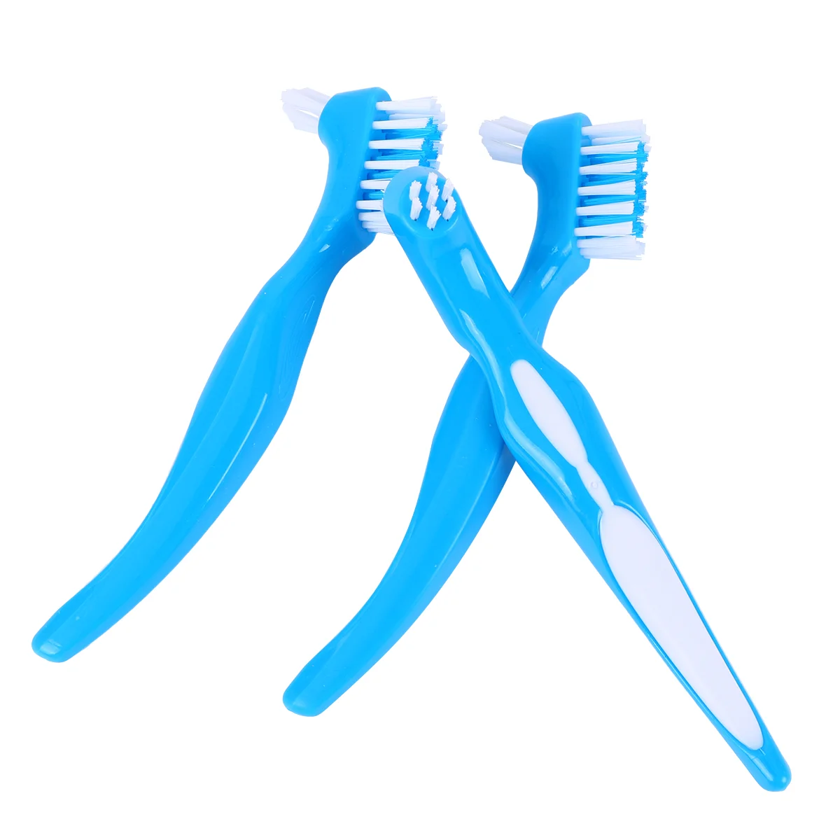 

3PCS Denture Double Brush Head Denture Care Denture Care Brush Anti-slip Handle Denture Cleaning Brush