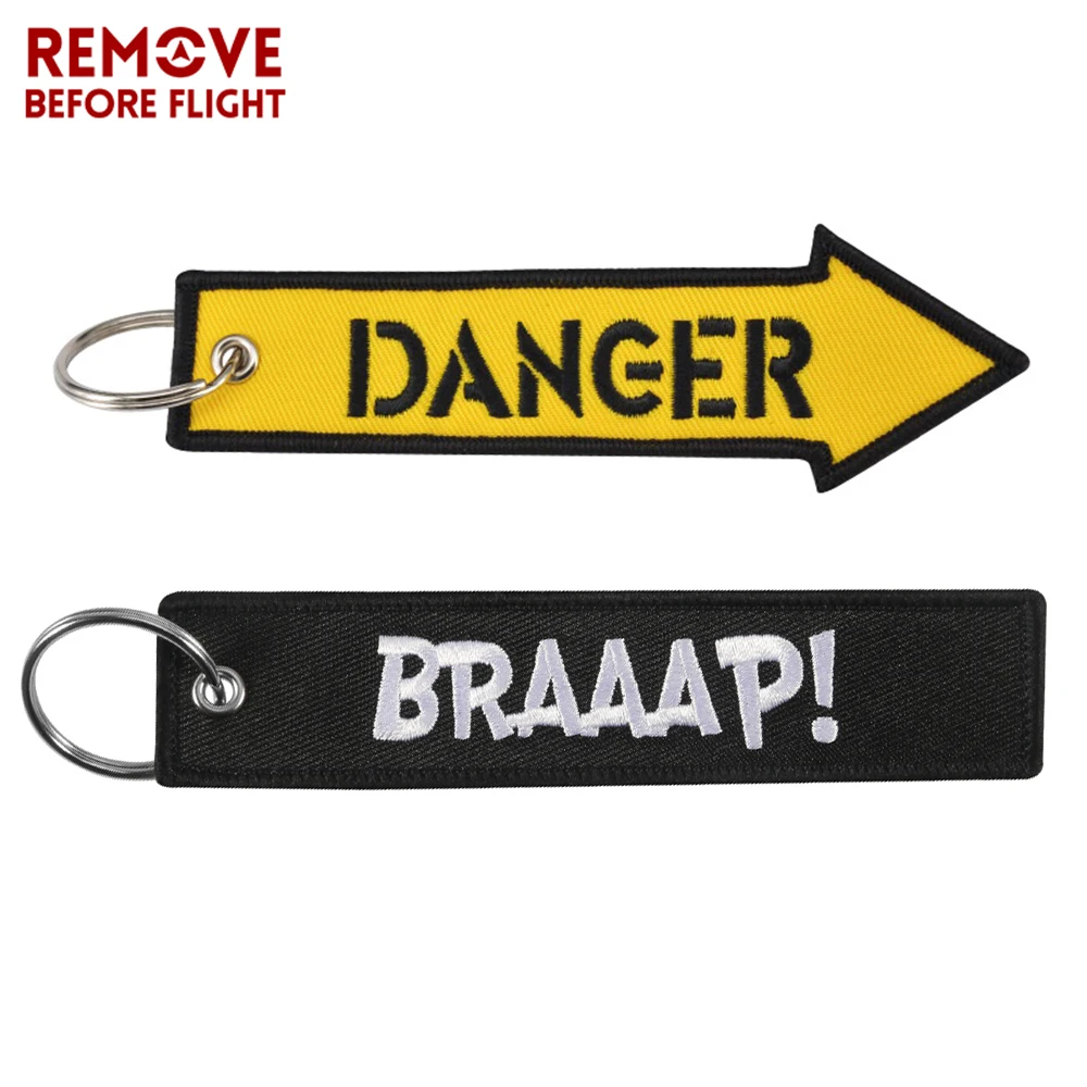 

2 шт. желтая брелок для ключей с опасностью, модный автомобильный брелок с черепом, держатель для ключей для мотоциклов, брелок с вышивкой, рождественские подарки
