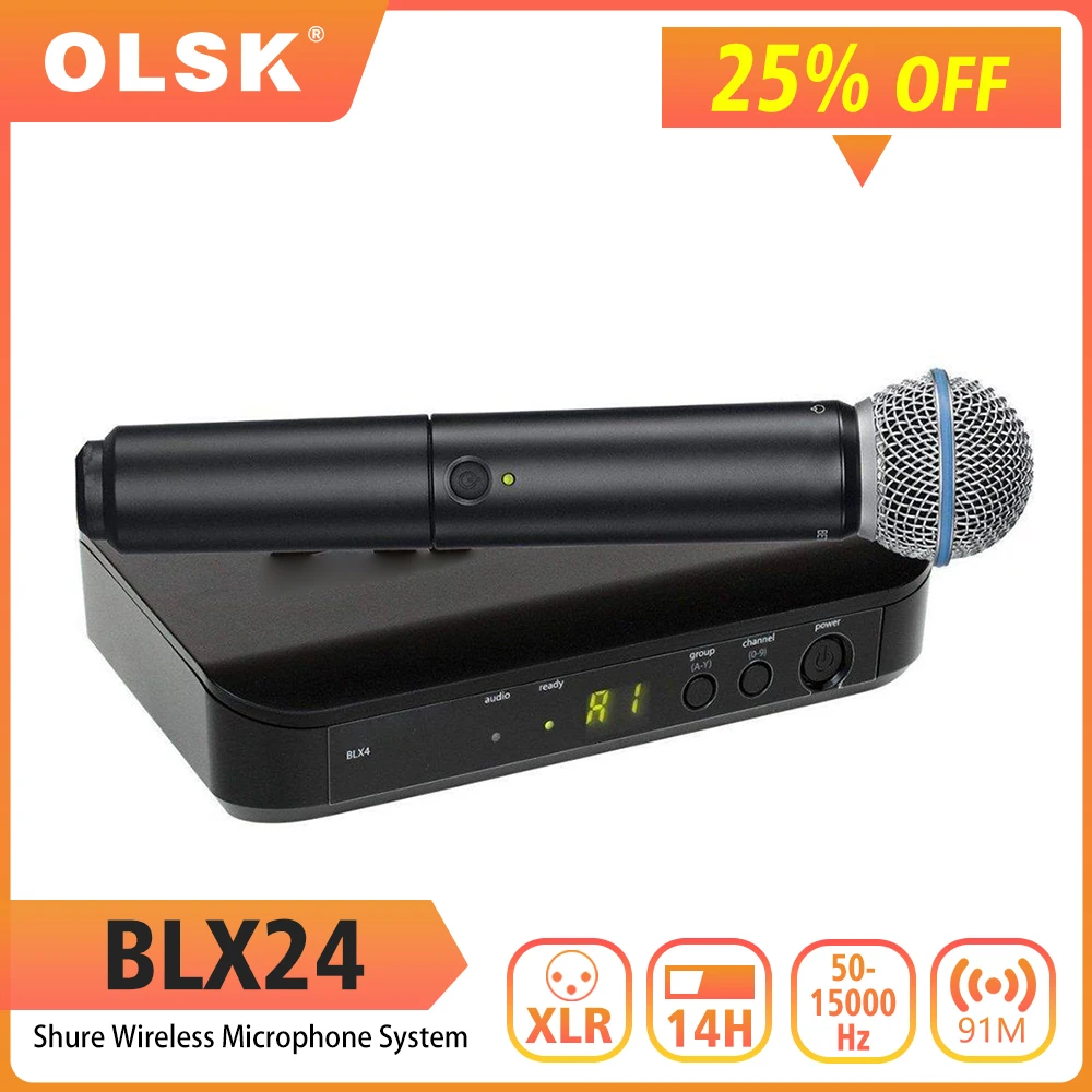 

Беспроводная система BLX24 MicrophonePG58 BETA58 SM58 с приемником BLX14 BLX4 ручной микрофон, подходит для SHURE караоке и сцены