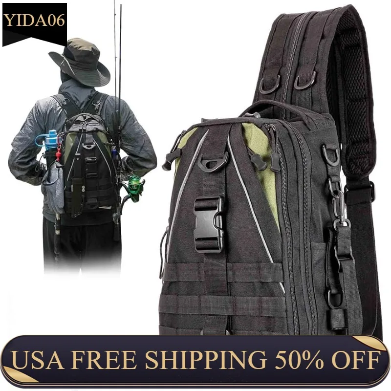 

Ghosthorn Fishing Backpack Tackle Sling Bag - Fishing Backpack with Rod Holder - Tackle Box Fly Fishing Gifts for Men Women