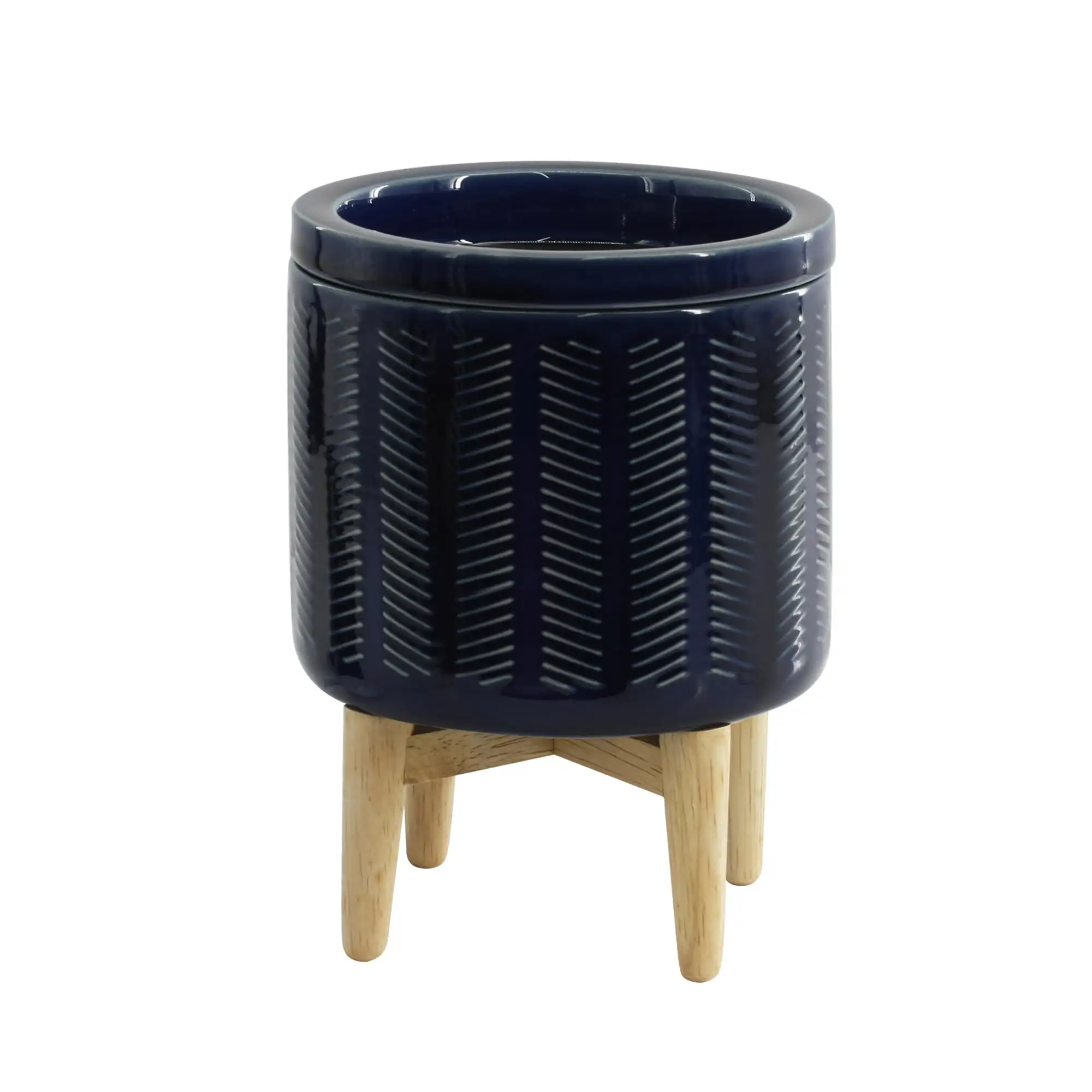 

Electric Navy Ceramic Wax Warmer With Wood Stand Single Pack