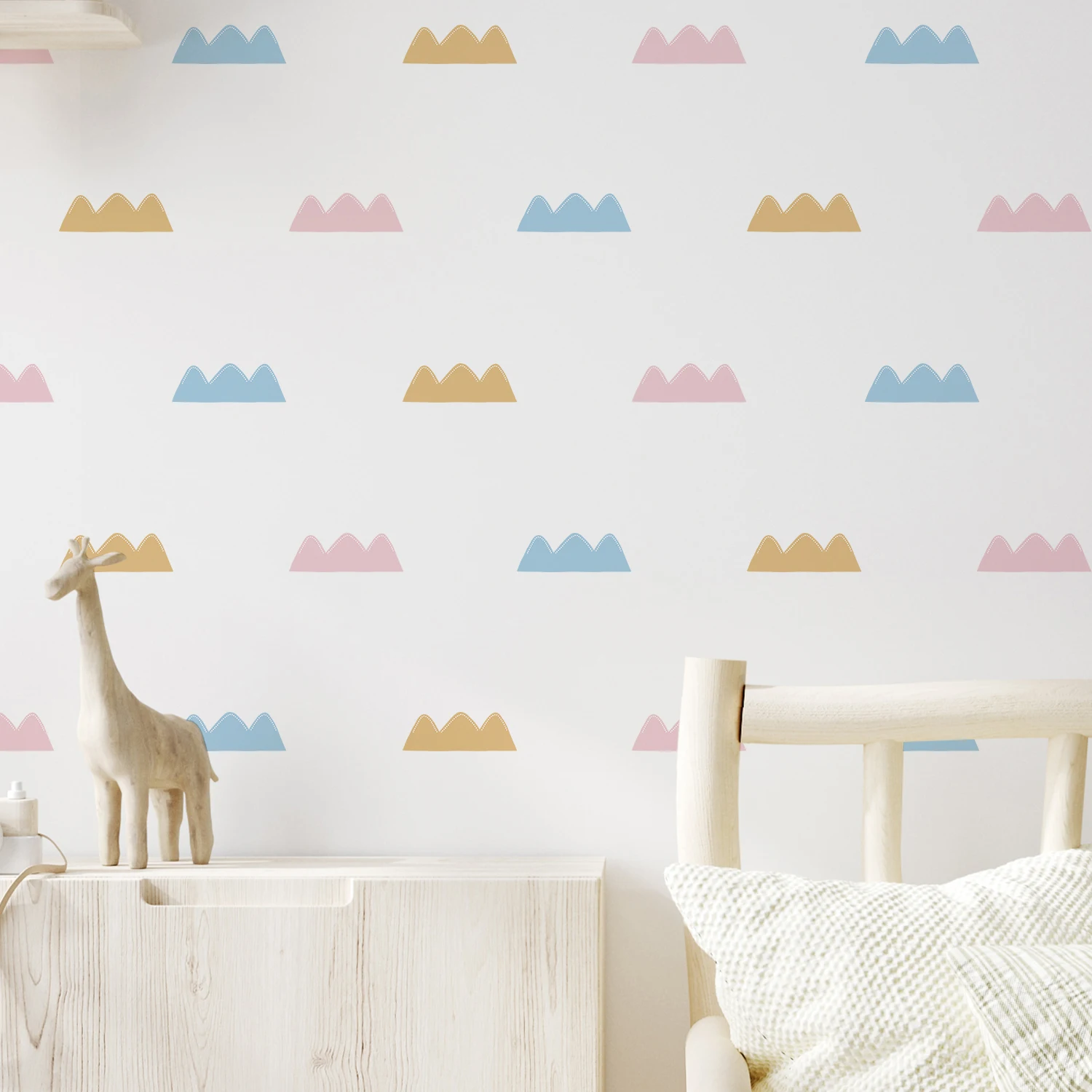 

Pink Colorful Hills and Mountains Wall Stickers for Baby Rooms Girls Room Decor Polka Dots Hills Wallpaper Home Decorations