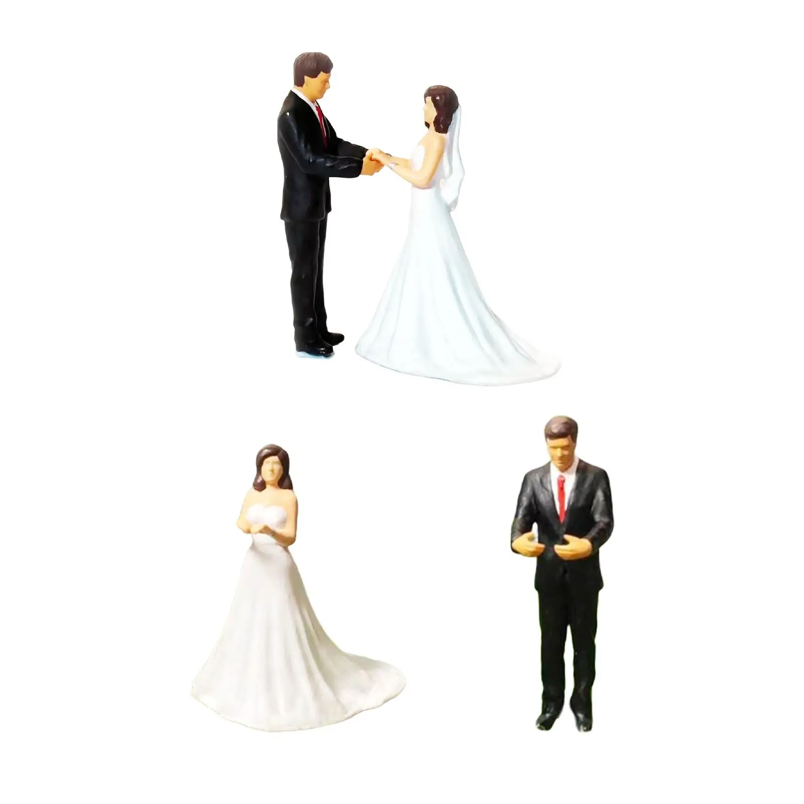 

Bride and Groom Set 1/87 Resin Collectible Small Statue Model for Sand Table