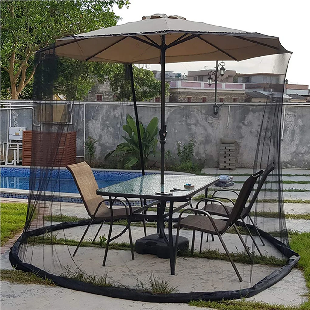 

Polyester Garden Umbrella Bug Net Portable Foldable Height Adjustable Washable Balcony Park Front Yard BBQ Dining Netting
