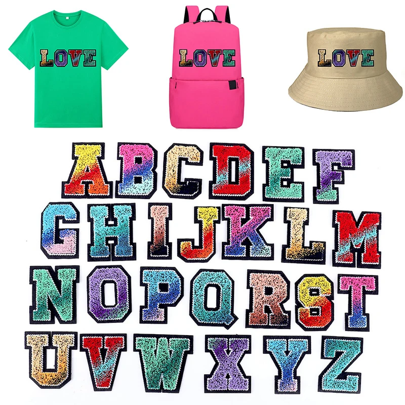 

3D Letter Badges Embroidered Colorful Name Tags Hat Bag Shirt DIY Logo Emblems Crafts Alphabet Decorations Iron On Cloth Stickes