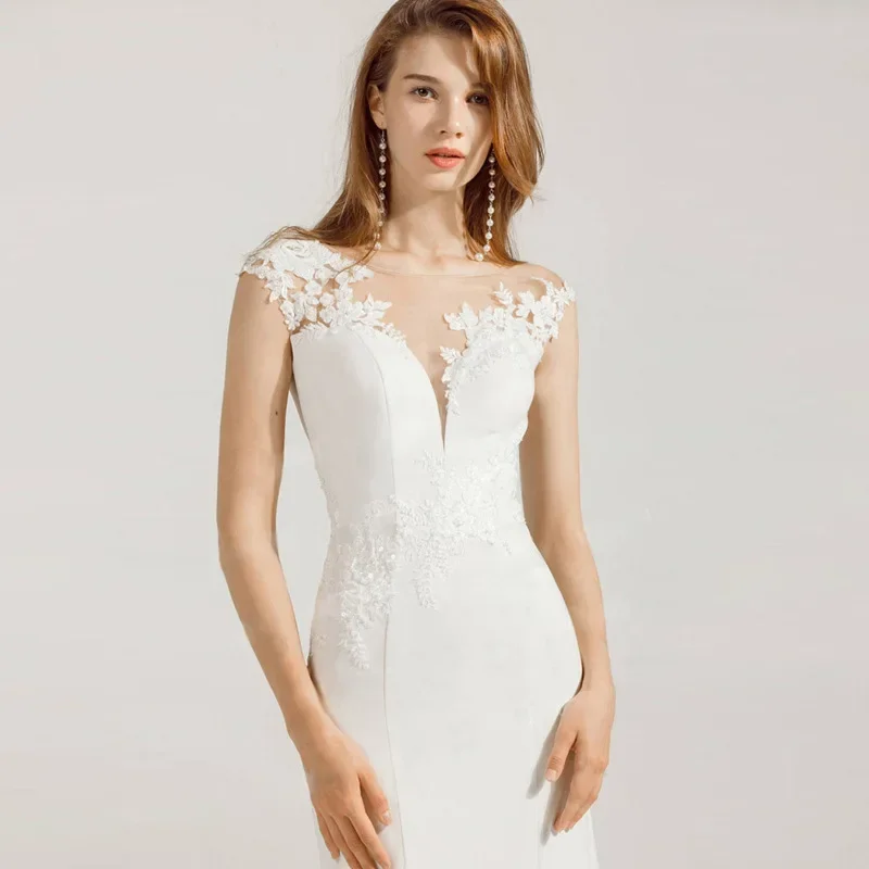 Роскошные французские атласные свадебные платья макси со шлейфом для невесты