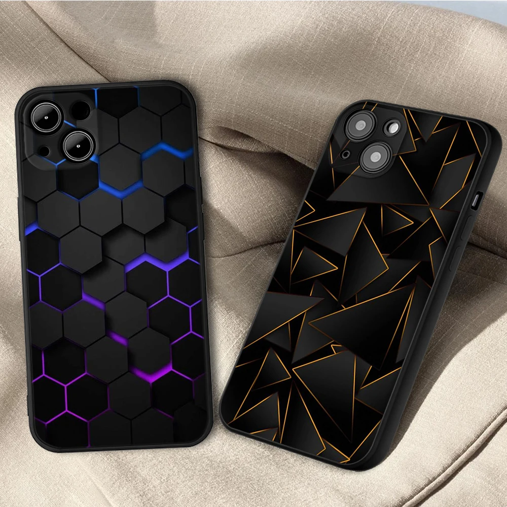 

Carbon Fibre Futuristic Neon honeycomb Phone Case For iphone 11 12 13 Mini Pro Max X XS 7 8Plus XR SE2020 Geometric Cover Fundas