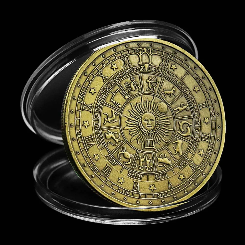 

Памятная монета с медным покрытием из двенадцати созвездий, коллекция украшений для дома