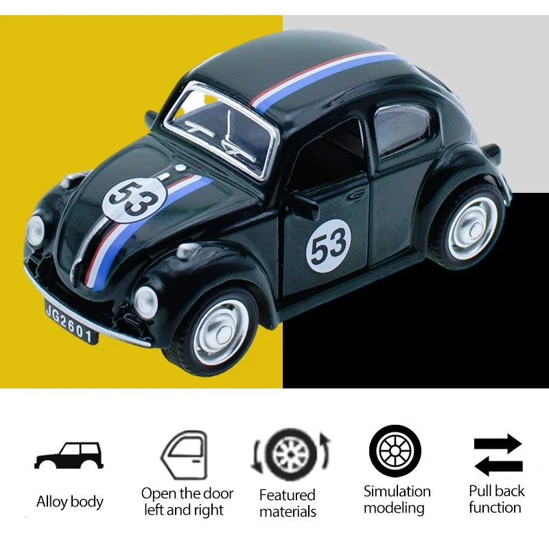 Мини-автомобиль из сплава в масштабе 1:43 Классическая модель автомобиля Volkswagen Beatle