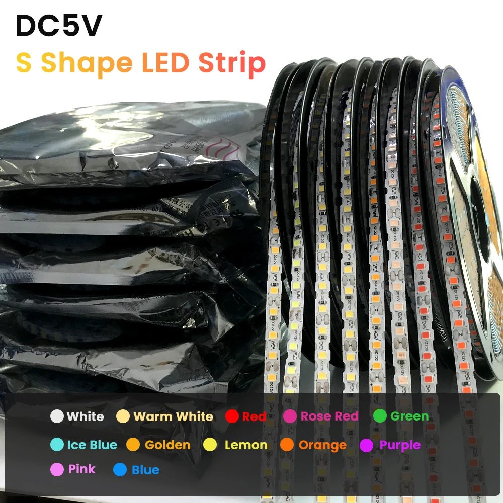 Фото DC5V S-образная светодиодная лента 2835 SMD 6 мм Ширина 120 светодиодов/м Гибкая складная для разделения неонового света DIY Неоновая вывеска Письмо 12 цветов №1