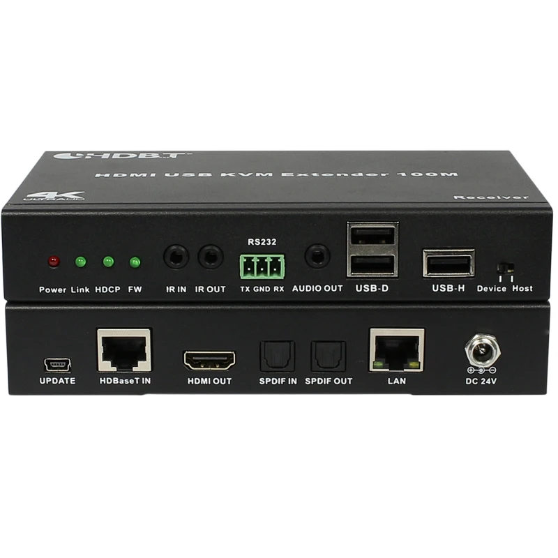 

HDBaseT 2.0 HDMI USB KVM Extender up to 330ft/100m over a CAT5e/6/7 cable